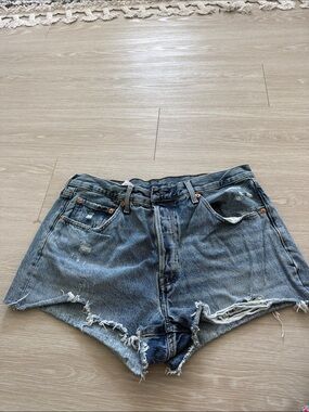 Levi's Distressed Blue Denim Jean Shorts